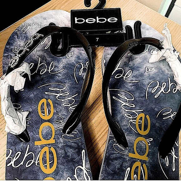 🆕🔥RARE BEBE SUPER CUTE FLIPFLOPS/BLACK&BEBE IN BLING SILVER MULTICOLORED INSOL - Picture 9 of 12